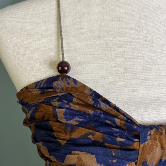 Banana Republic 2000's Midi Dress Brown Sleeveless Boho Flowy Size 4 - Picture 5 of 10